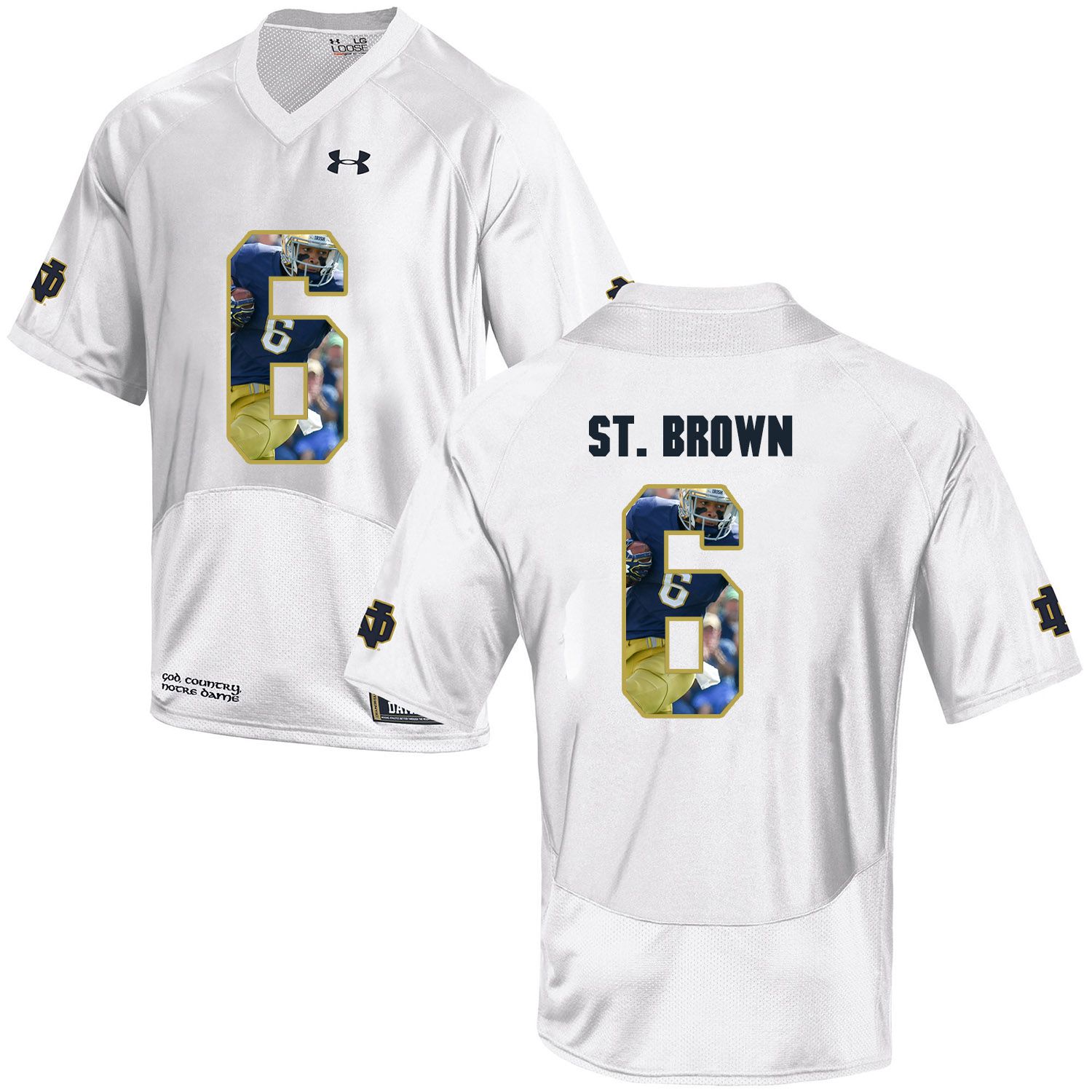 Men Norte Dame Fighting Irish #6 St.Brown White Fashion Edition Customized NCAA Jerseys->customized ncaa jersey->Custom Jersey